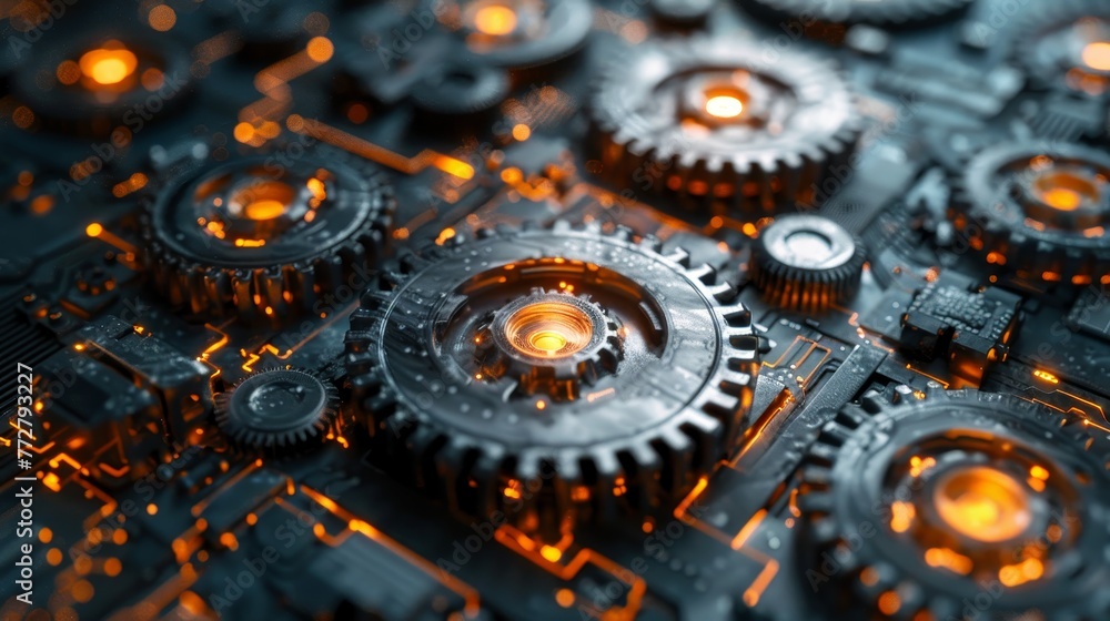 Aufkleber an abstract representation of teamwork as gears working in harmony