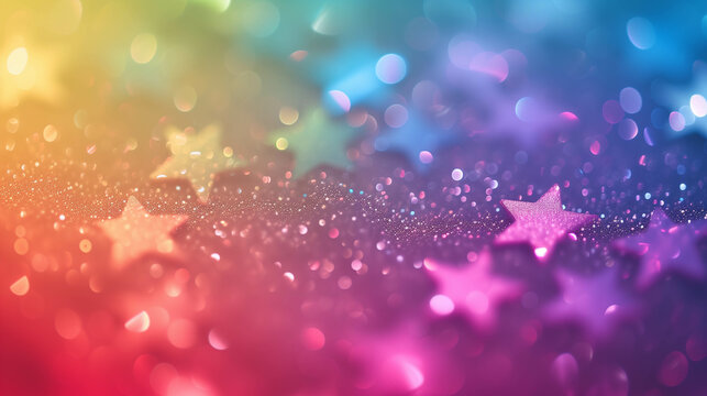 Beautiful colorful rainbow star background images for decorating various festivals.