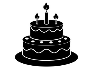 Trendy Flat Design Birthday Cake Icon: Simple Vector Image & Background Queries