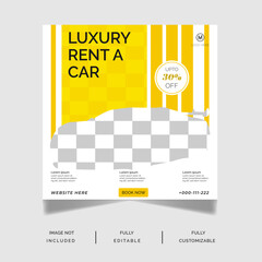 Fototapeta premium Vector Yellow luxury rent a car social media post template