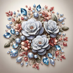 Obraz na płótnie Canvas realstic image of flowers made of diamonds