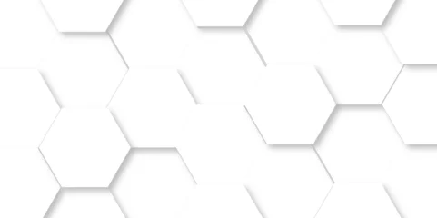Fotobehang Abstract background with hexagons Abstract hexagon polygonal pattern background vector. seamless bright white abstract honeycomb background.   © MOHART PARK