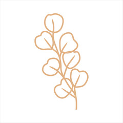 Outline beige abstract floral vector element