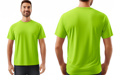 Mockup of a lemon green t-shirt on a white background