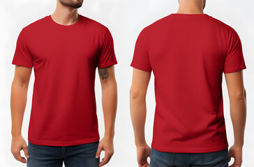 Mockup of a red t-shirt on a white background