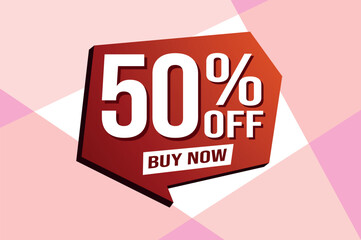 50% fifty percent off buy now poster banner graphic design icon logo sign symbol social media website coupon

