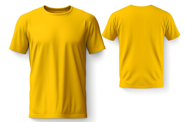 Mockup of a yellow t-shirt on a white background