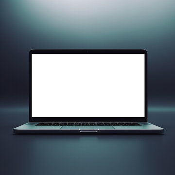 laptop on a blank screen background