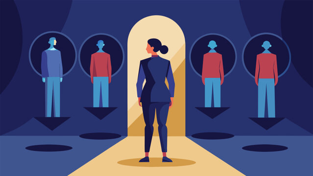 Multiple mirrors reflecting different versions of the person representing the numerous layers and complexities of implicit biases.