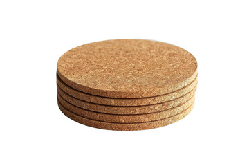 Plain Cork Coaster Isolated on Transparent Background