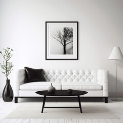 modern living room wall photo frame with sofa