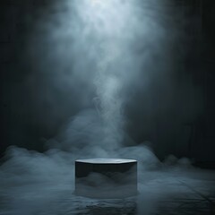 Mysterious smoke swirling around a circular platform. Mystery magic. Design for thriller book cover