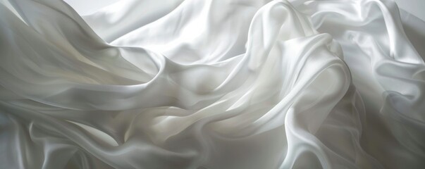 Fototapeta premium Elegant white silk fabric texture with soft folds