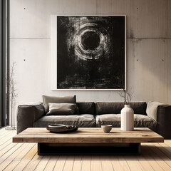 modern living room wall photo frame with sofa