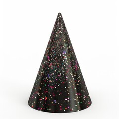 3D Render of a festive party hat adorned with glitter and confetti, on isolated white background, Generative AI