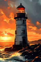 lighthouse at sunset