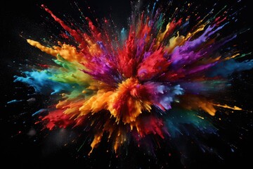 Colored powder explosion on gradient dark background, concept, Closeup Abstract colorful explosion...