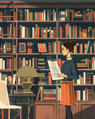 Female writer at her home office in the middle of her creative process