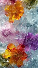 Abstract colorful ice crystal patterns