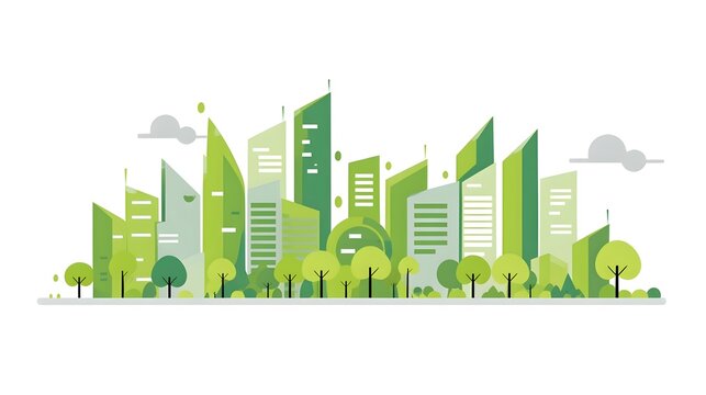 Ecology concept with green eco city background. Environment conservation resource sustainable.