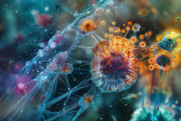 微生物・ウイルスのイメージ画像  Image of microorganisms and viruses  Bild von Mikroorganismen und Viren