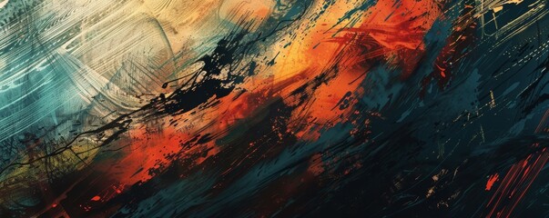 Abstract colorful brush strokes and textures