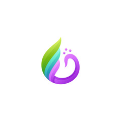peacock logo with drop shape in 3d vector colorful gradient design