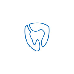 dental logo with shield combination in line art design style