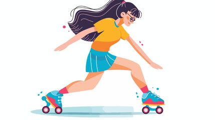 A vector pictogram of a roller skating girl  flat vector