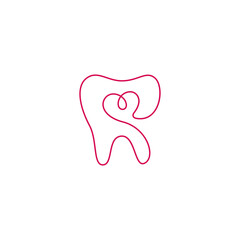 abstract dental logo with heart combination linear design style