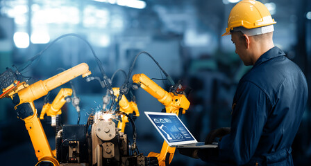 XAI Smart industry robot arms for digital factory production technology showing automation...