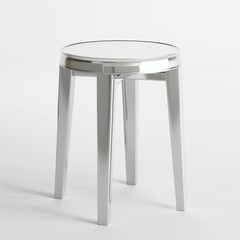 3D Render of a minimalist metal stool with a round seat, on isolated white background, Generative AI