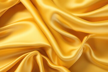 Fototapeta premium Closeup of rippled one yellow color silk fabric Whole background Abstract background, AI generated