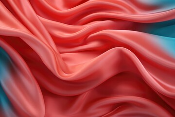 Obraz premium Closeup of rippled one pink color silk fabric Whole background Abstract background, AI generated