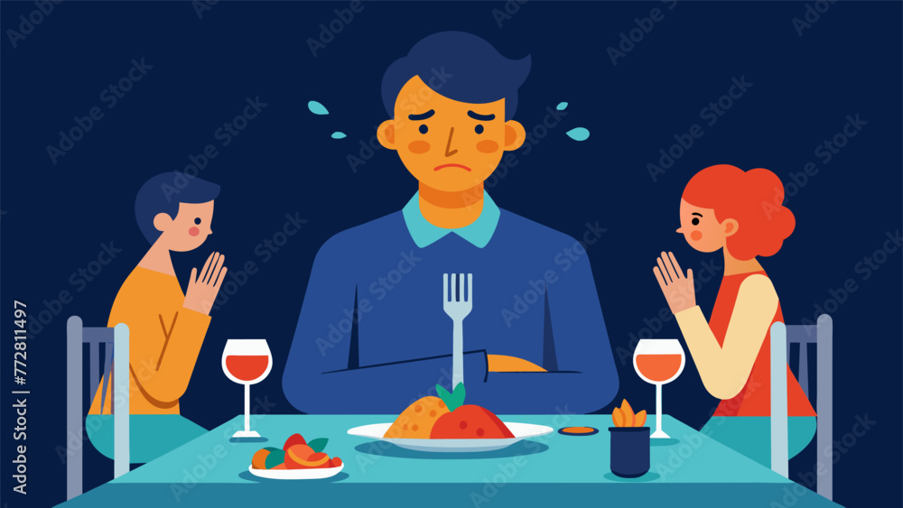 Poster as the dinner progresses the person becomes increasingly withdrawn retreating into themselves and sh