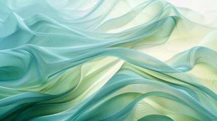 Abstract waves of turquoise and green fabric