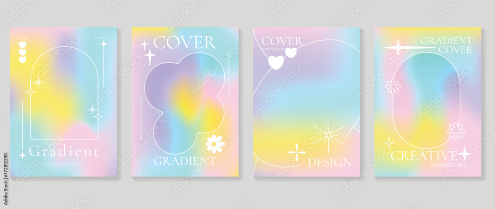 Aufkleber gradient abstract cover background vector set. minimalist style cover template with geometric shapes