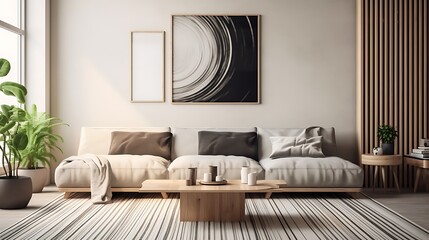 Modern living room with sofa.