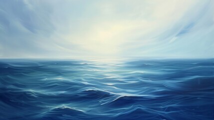 Serene ocean waves painting - obrazy, fototapety, plakaty