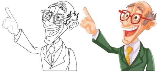 Fotobehang Colorful cartoon of a happy, gesturing scientist © GraphicsRF
