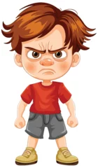 Outdoor kussens Illustration of a young boy looking upset and angry. © GraphicsRF