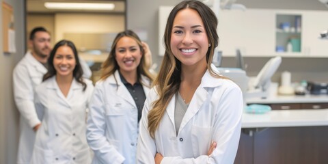 Fototapeta premium Team work concept with Group photo of dentist office staff 