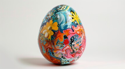 Decorative painted easter egg on a white background