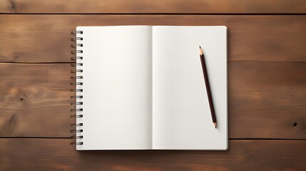notebook and pen on wooden background. 