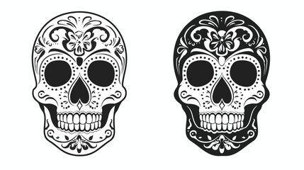 Black and white skull for the day of the dead. in the