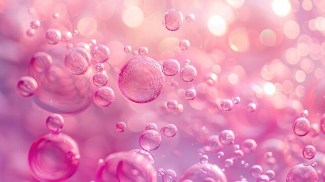 Abstract background made of pink bubbles. AI generative.