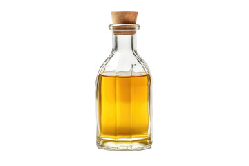 Elixir of the Forest: Wooden Stopped Oil Bottle. On a Clear PNG or White Background.