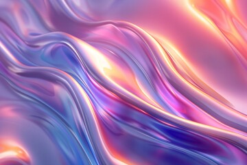 Fototapeta premium Dynamic shimmering metallic wave in motion with iridescent and holographic effects, perfect for various design purposes.