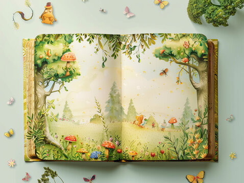 Spark imagination with a collection of blank label childrens book cover mockups, ideal for showcasing whimsical illustrations and customizable stories