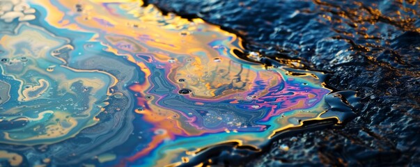 Fototapeta premium Colorful oil film on water surface